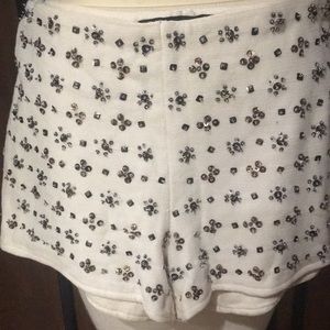 Beaded linen shorts